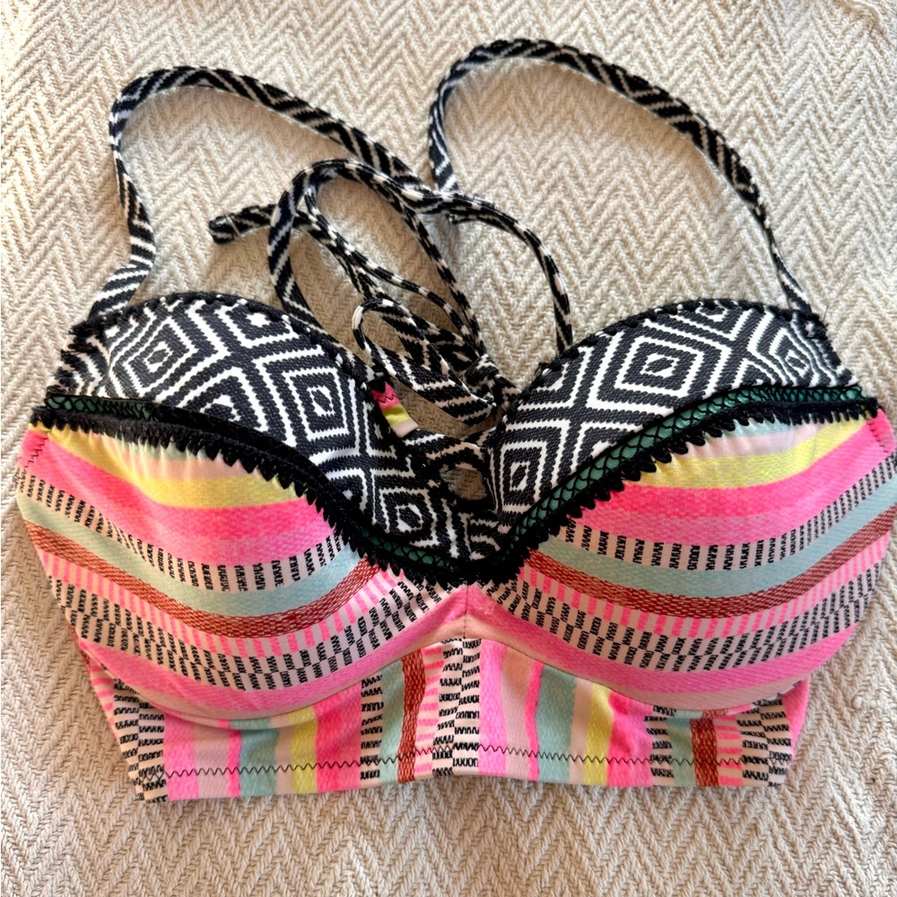 Adorable and colorful swim top. Like new.
